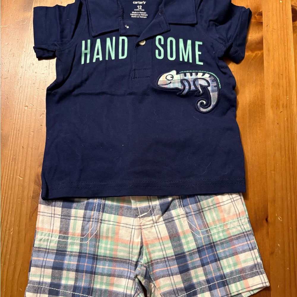 NWOT! Carter's Navy Polo Shirt with Green Accent